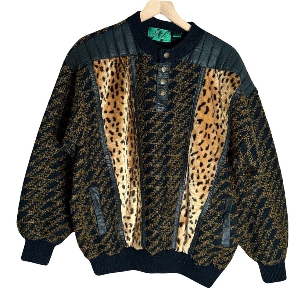 Trutus Biancarla Vintage Pullover Leopard Print - Size XL